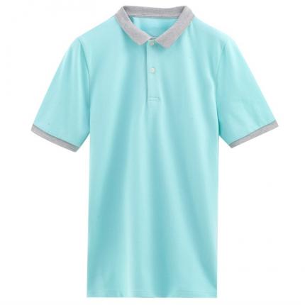 【定制】水藍(lán)色時尚POLO衫定制加工 保羅服飾提供